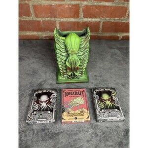 Cthulhu Card Holder With 3 Packs Mythos Poker Cards Green, Black, Innsmouth